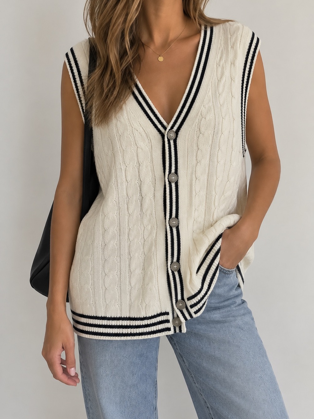 Whispering Smith Cable Knit Vintage Sweater Vest